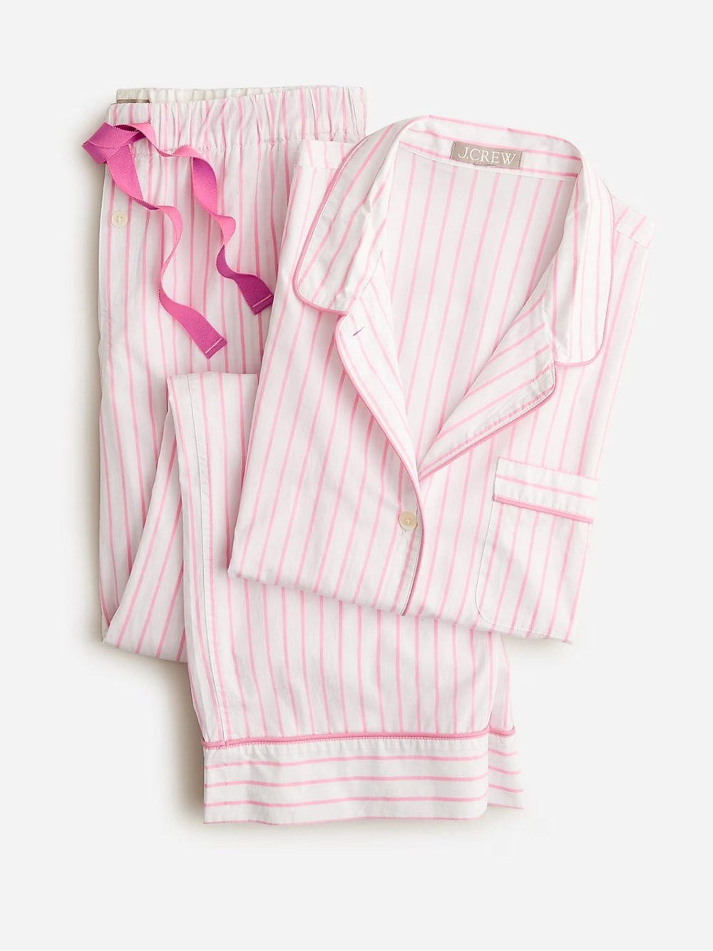 J. Crew White Pajama Set with Pink Stripes - Picture 1 of 10